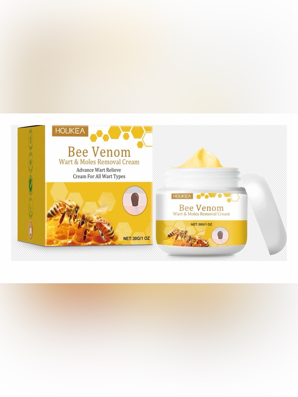 HOUKEA Bee Venom Wart & Mole Removal Cream – New Sealed 30g